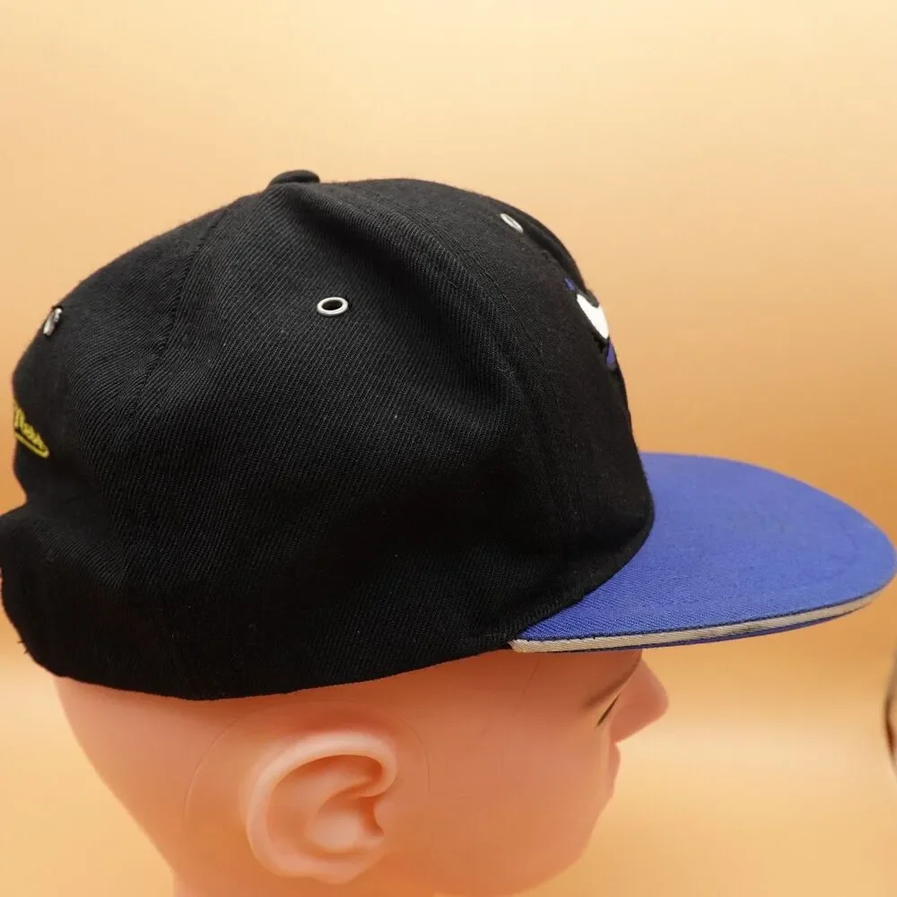 Chicago Bulls Hat Cap Snap Back Black Blue NBA Basketball Mens Mitchell & Ness